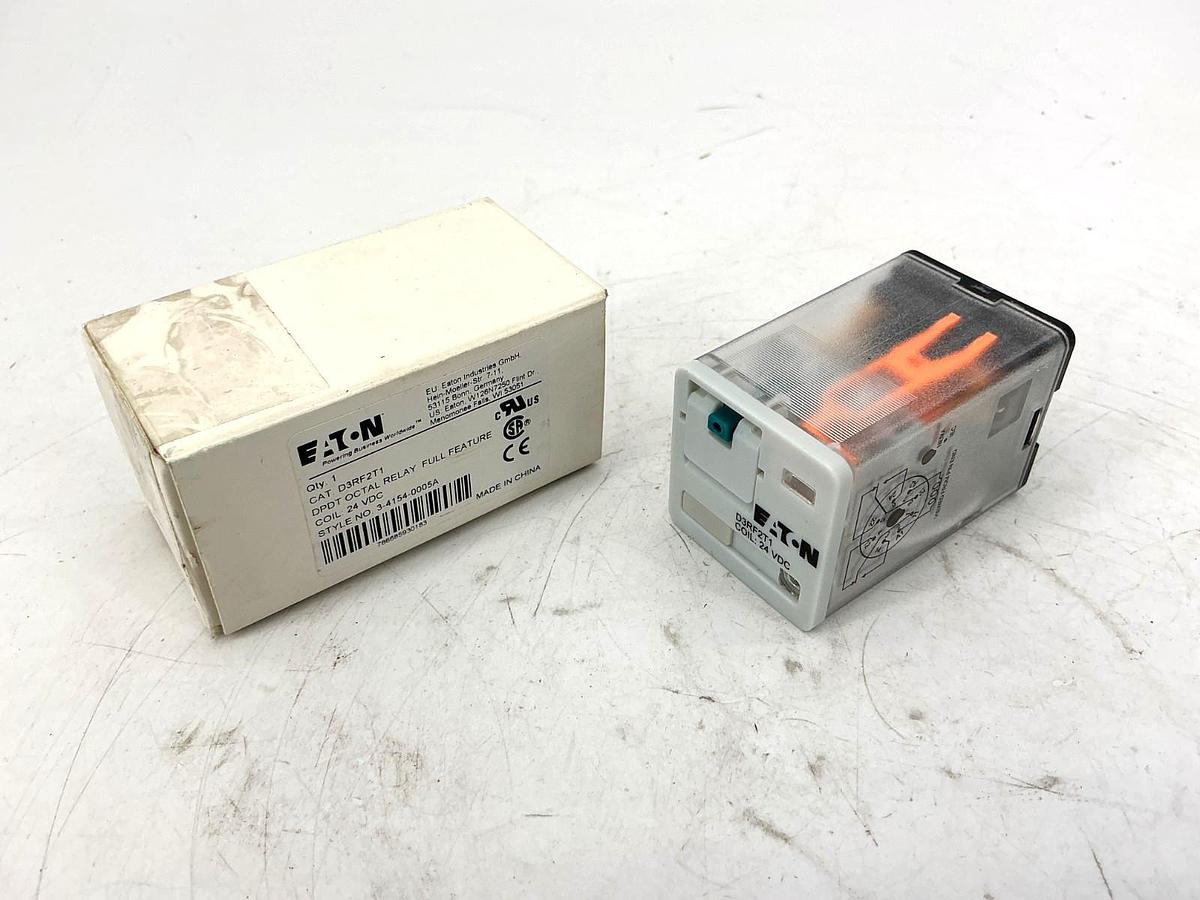 New Eaton D3RF2T1 DPDT Octal Relay Full Feature Coil: 24V 8-Pin 3-4154-0005A