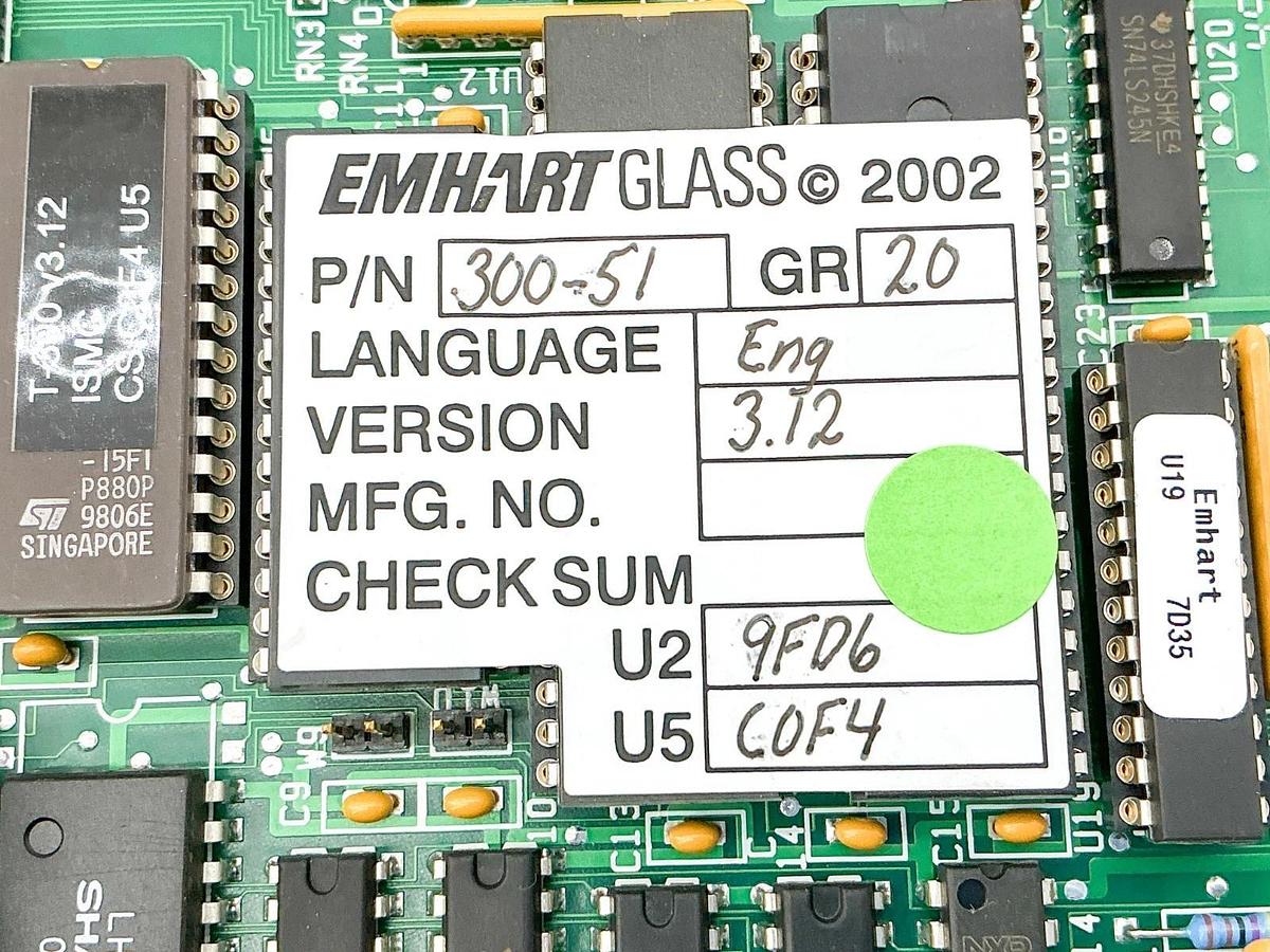 New Emhart Glass 300-51 CPU Board 300-51-G20