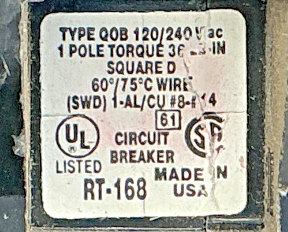 Used Lot of 4 Square D QOB120 Circuit Breaker 1-Pole 20A 120/240VAC