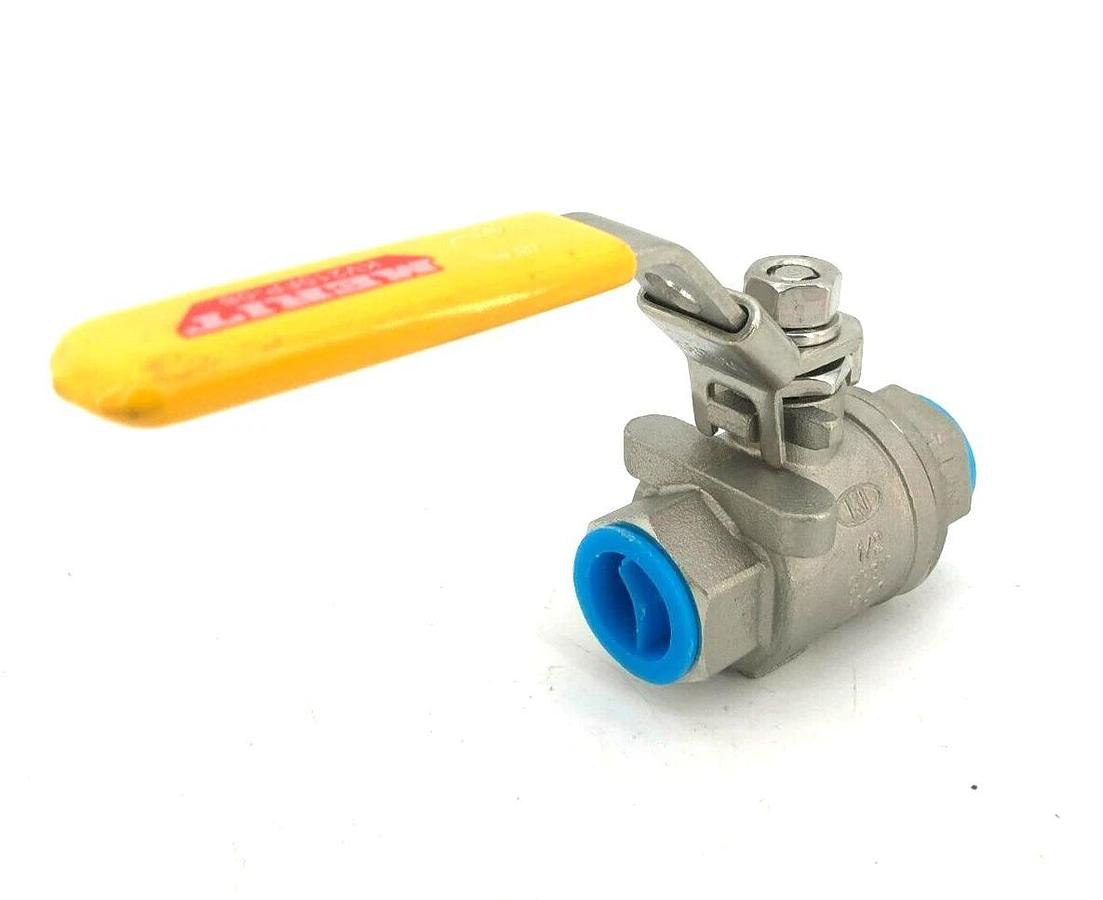 New Merit KV210FP-08 Ball Valve, 1/2" NPT, Stainless Steel, Full Port, 1000lb.
