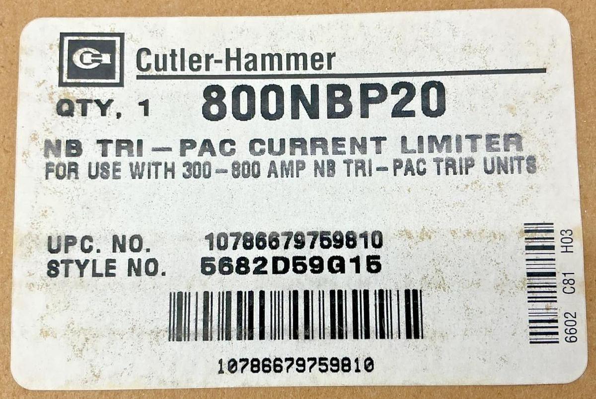 New Cutler-Hammer 800NBP20 NB Tri-Pac Current Limiter use w/ 300-800A Trip Units