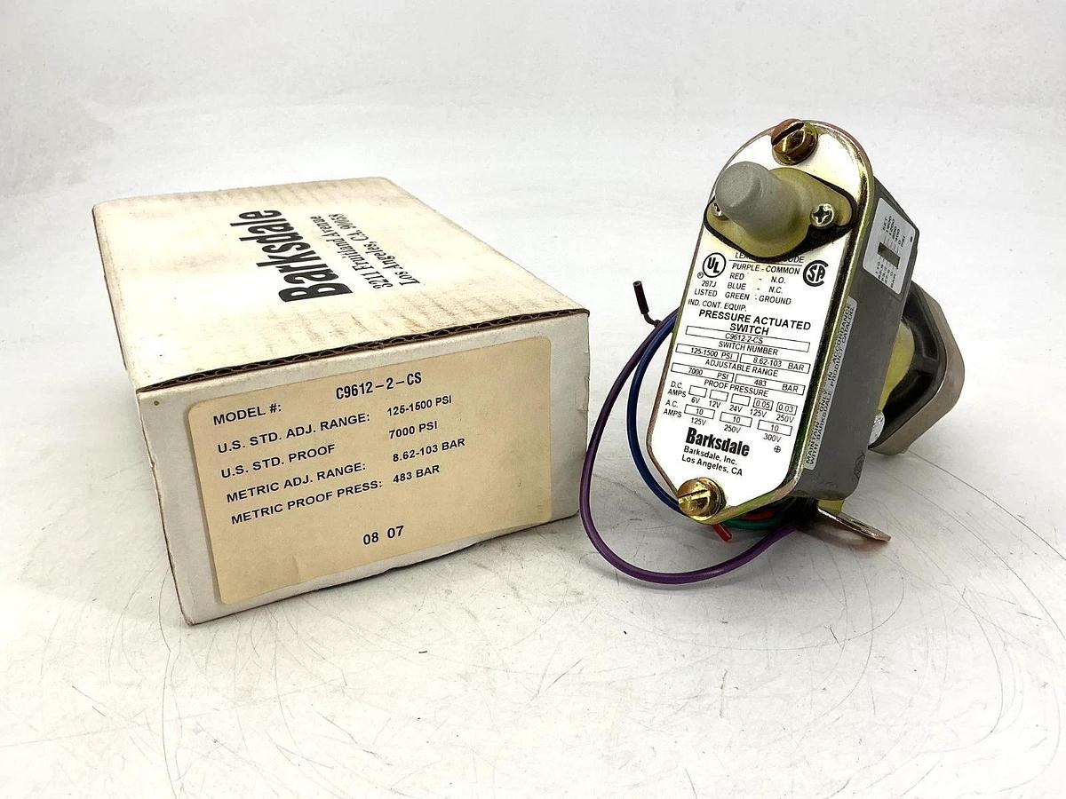 New Barksdale C9612-2-CS Piston Pressure Switch Range 125-1500PSI 8.62-103BAR