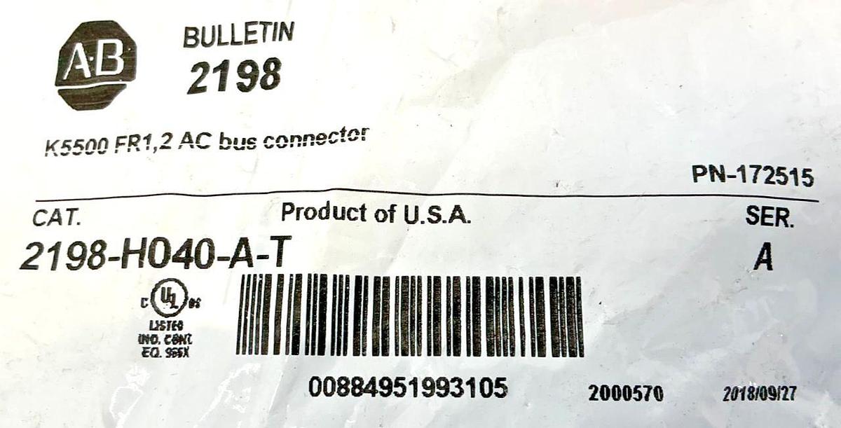 New Allen Bradley 2198-H040-A-T Ser A AC Bus Connector 2198H040AT