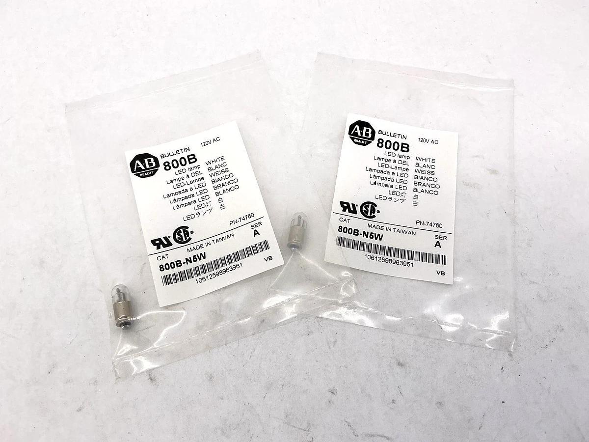 Lot of 2 New Allen Bradley 800B-N5W Ser A LED Lamp White 120VAC