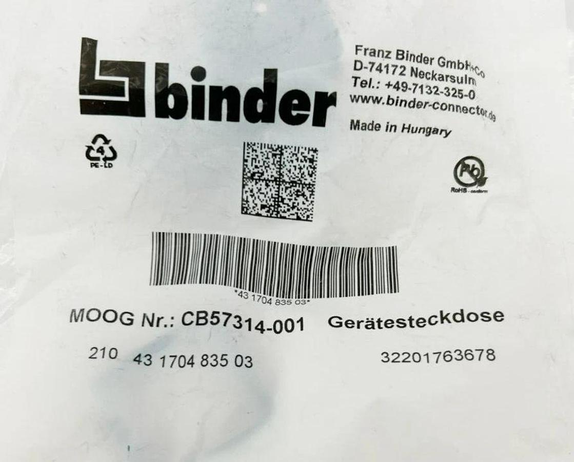Lot of 3 New Binder CB57314-001 Solenoid Connector, 10A, 250VAC