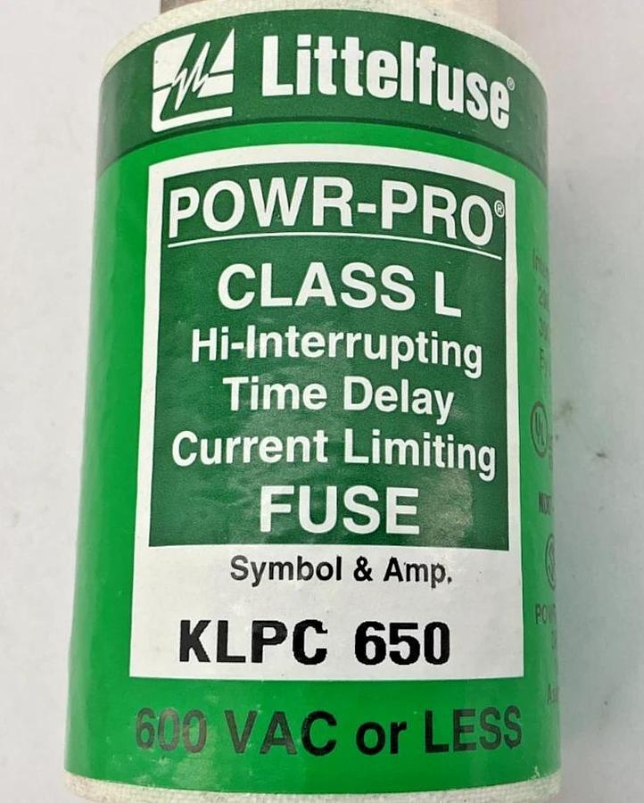 New Littelfuse KLPC-650 Powr-Pro Hi-interrupting Class L Fuse 650A 600V KLPC650