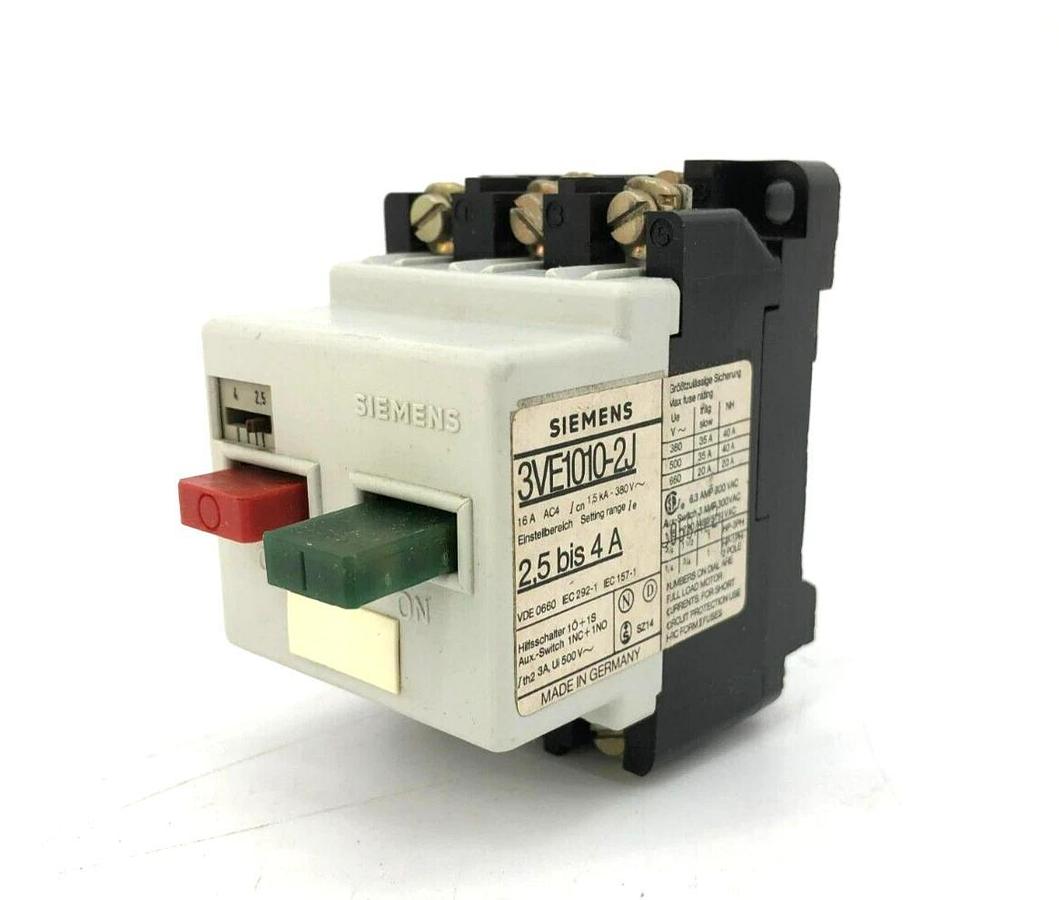 Used Siemens 3VE1010-2J Motor Circuit Breaker 2.5-4A