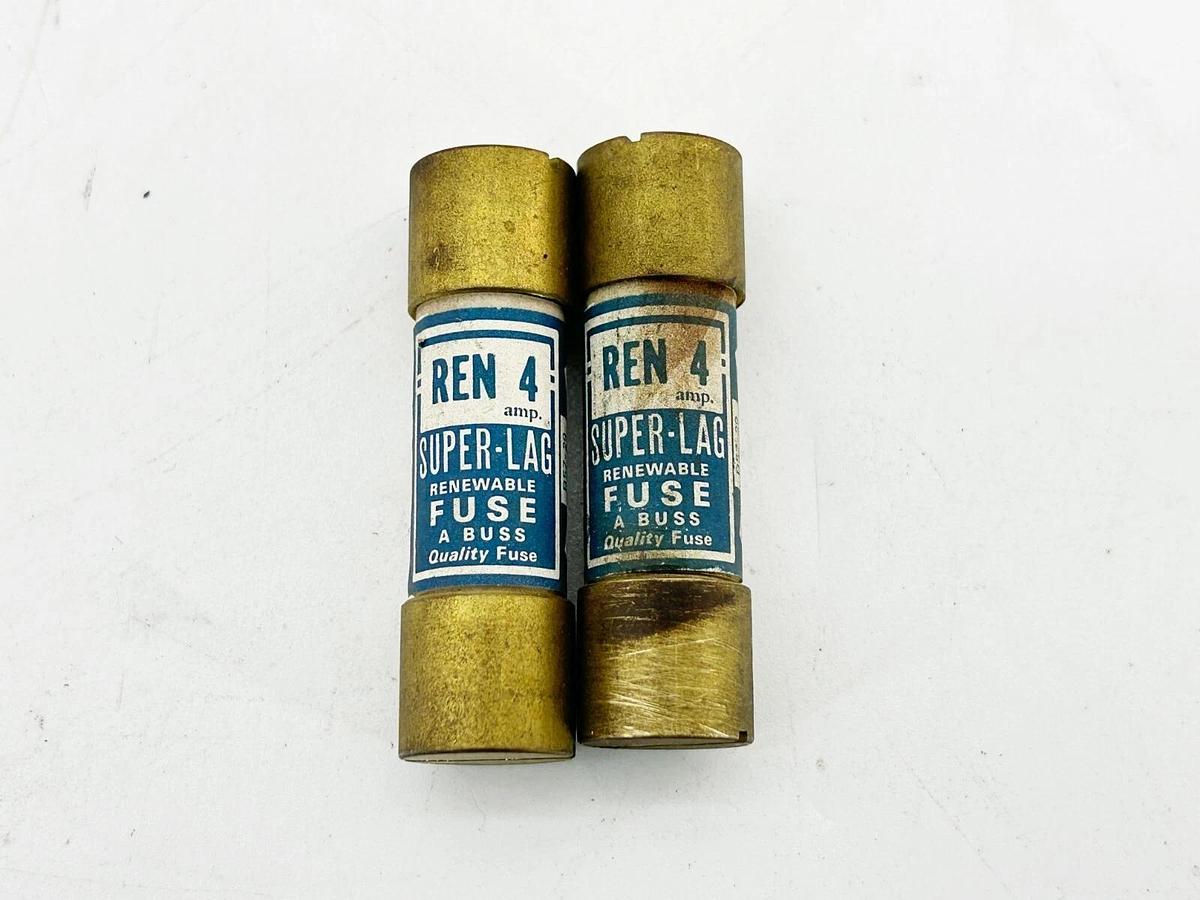New Lot of 2 Bussmann Ren 4 Super Lag Renewable Fuse 4A 250V