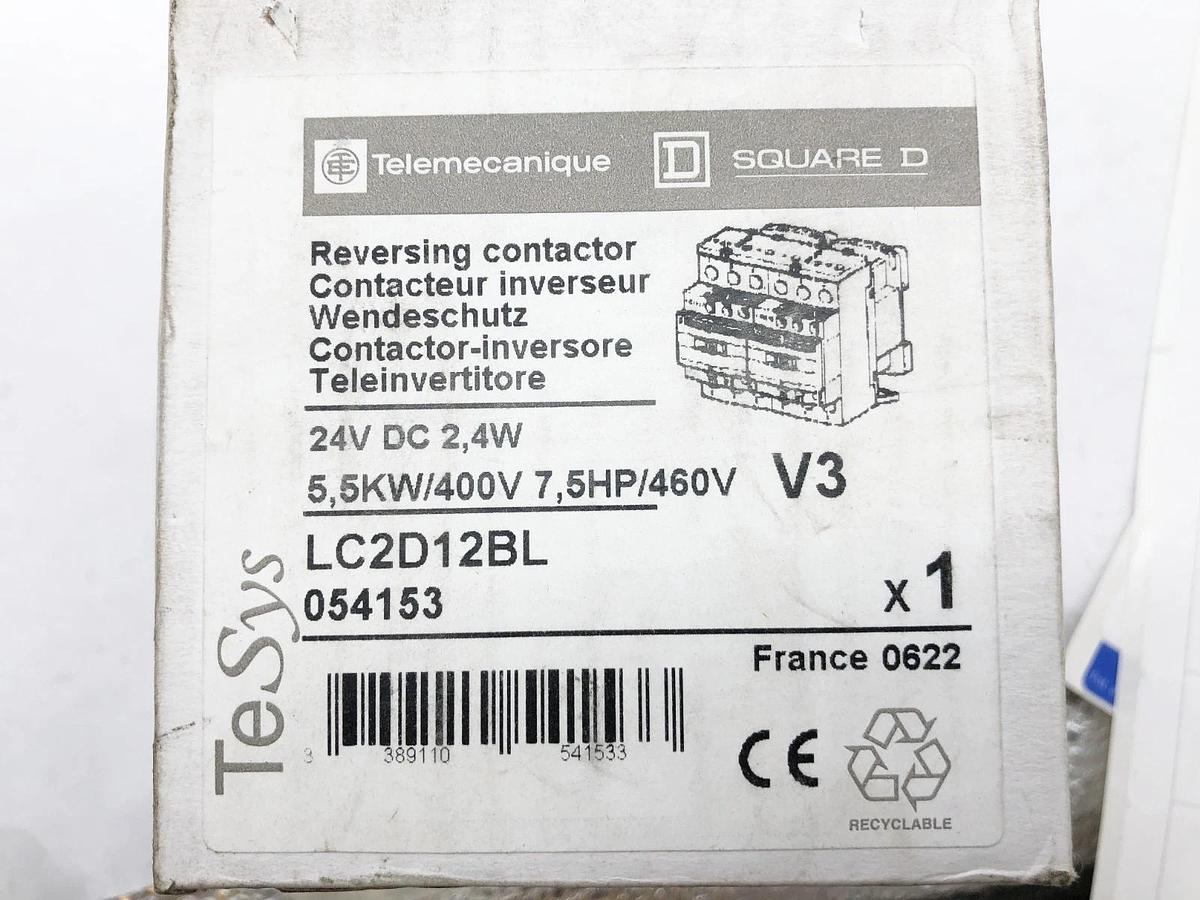 New Telemecanique LC2D12BL Reversing Contactor 24VDC 2.4W 5.5KW/400V 7.5HP/460V