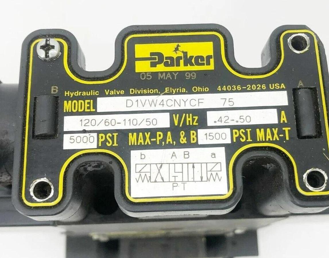 New Parker D31VW1C4NYCF7-75 Hydraulic Directional Control Valve 120V 5000psi