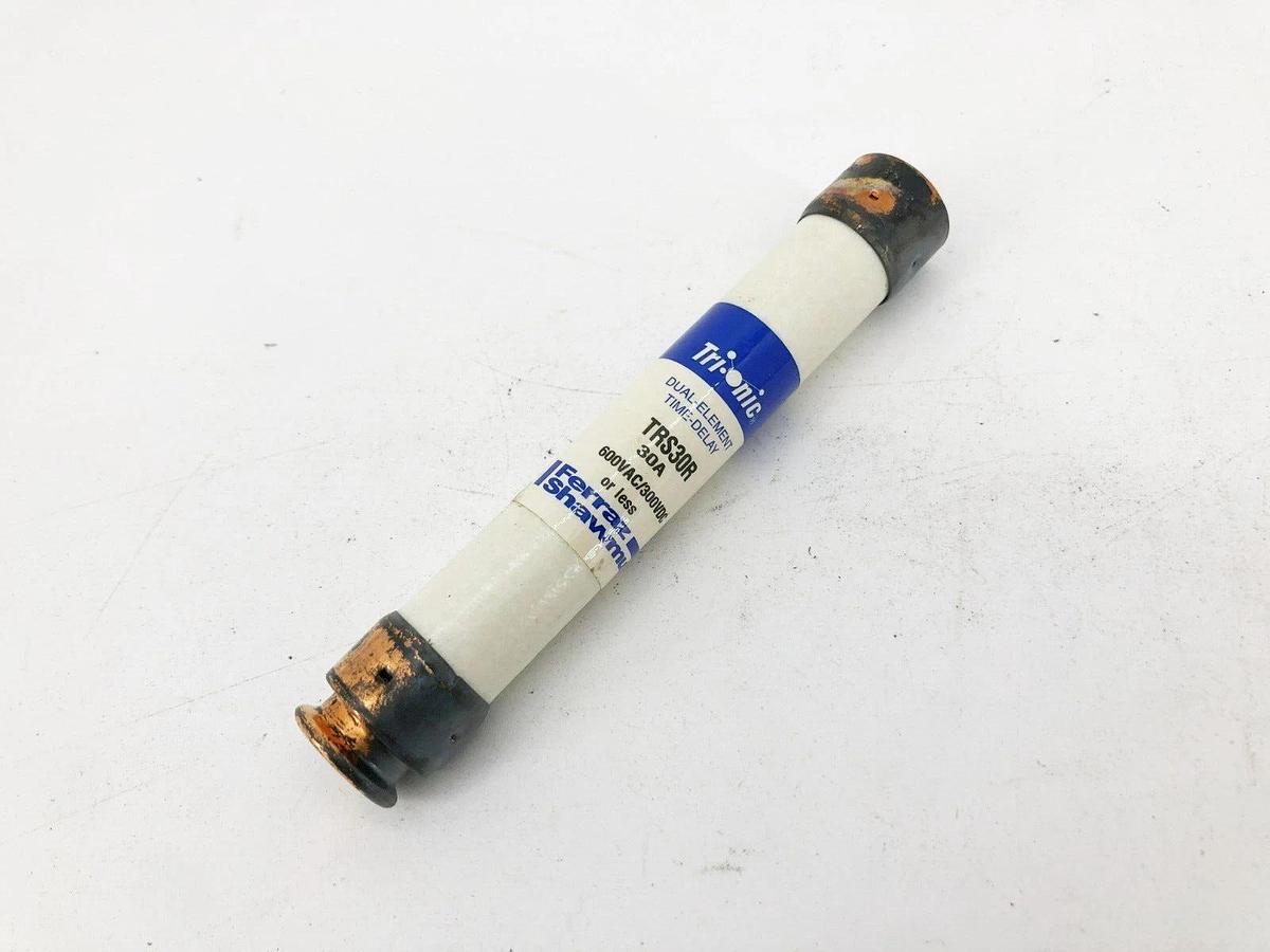 Used Lot of 3 Ferraz Shawmut TRS30R Time-Delay Fuses 30A 600VAC 300VDC