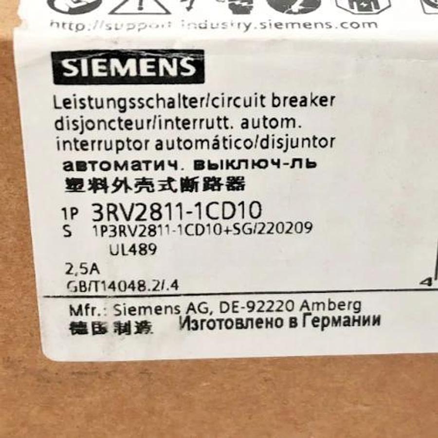 New Siemens 3RV2811-1CD10 Circuit Breaker 690VAC 3 Pole 2.5A