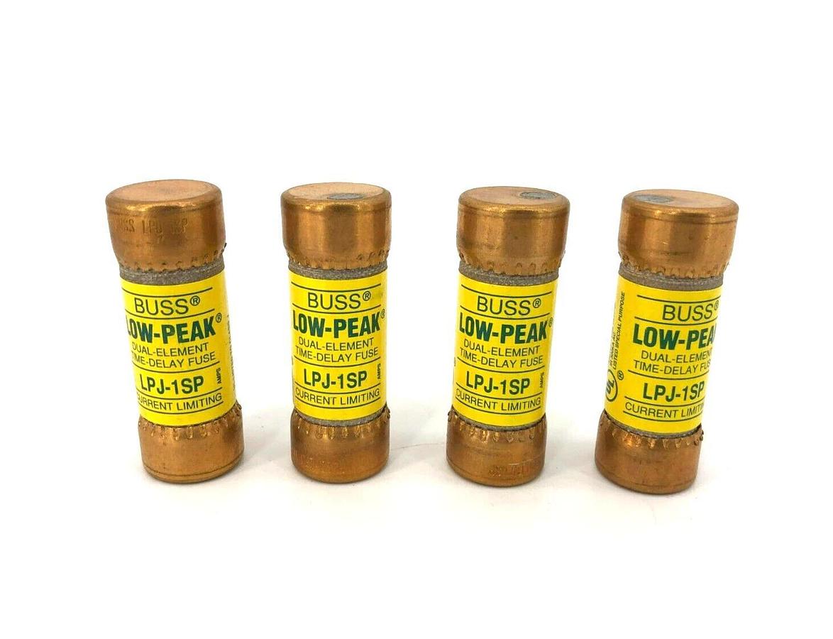 Lot of 4 New Bussmann LPJ-1SP Time Delay Fuses, 600VAC, 1A, Class J