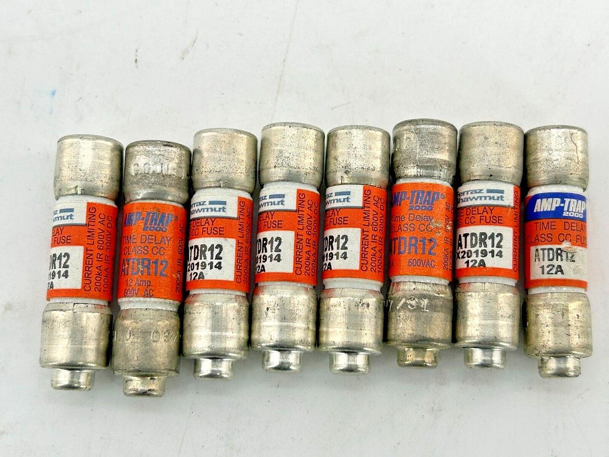 New Lot of 8 Ferraz Shawmut ATDR12 Time Delay Fuse 12A 600V