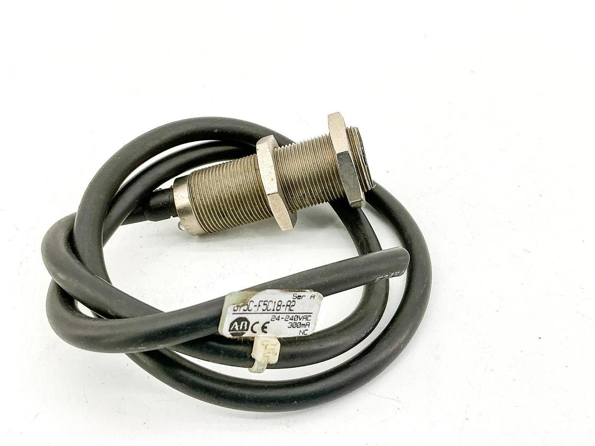 Used Allen Bradley 875C-F5C18-A2 Proximity Switch 24-240V 300mA 2.5' Cable Ser.A