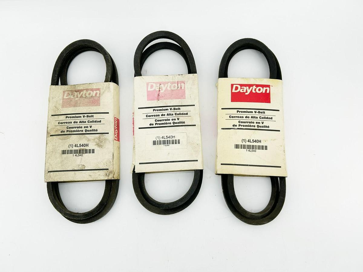 Lot of 3 New Dayton 4L540H Premium V-Belts, 1/2" x 54"