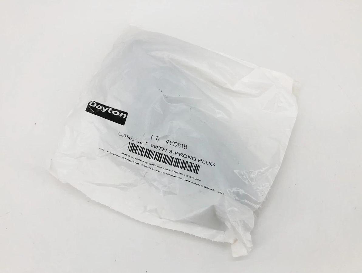 New Dayton 4YD81B Axial Fan Cordset 3-Prong 115V 72" 90° Head