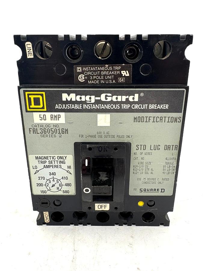 New Square D FAL3605016M 50A Circuit Breaker 480V 3-Pole - No Box