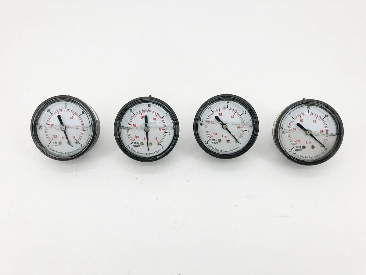 Lot of 4 New Grainger 4FLJ8 Pressure Gauge 2-1/2" Dia. 30-0in. Hg