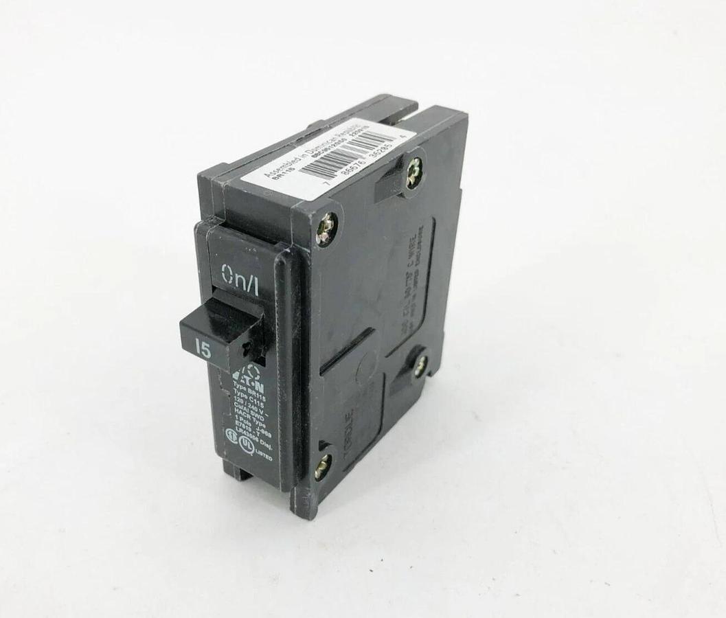 Lot of 3 New Eaton BR115 Circuit Breakers 15A 120/240VAC 1 Pole C115