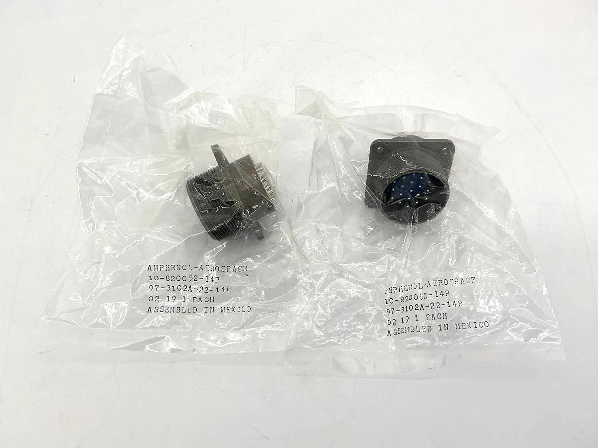 Lot of 2 New Amphenol-Aerospace 97-3102A-22-14P Connector Receptacle Male 19-Pin