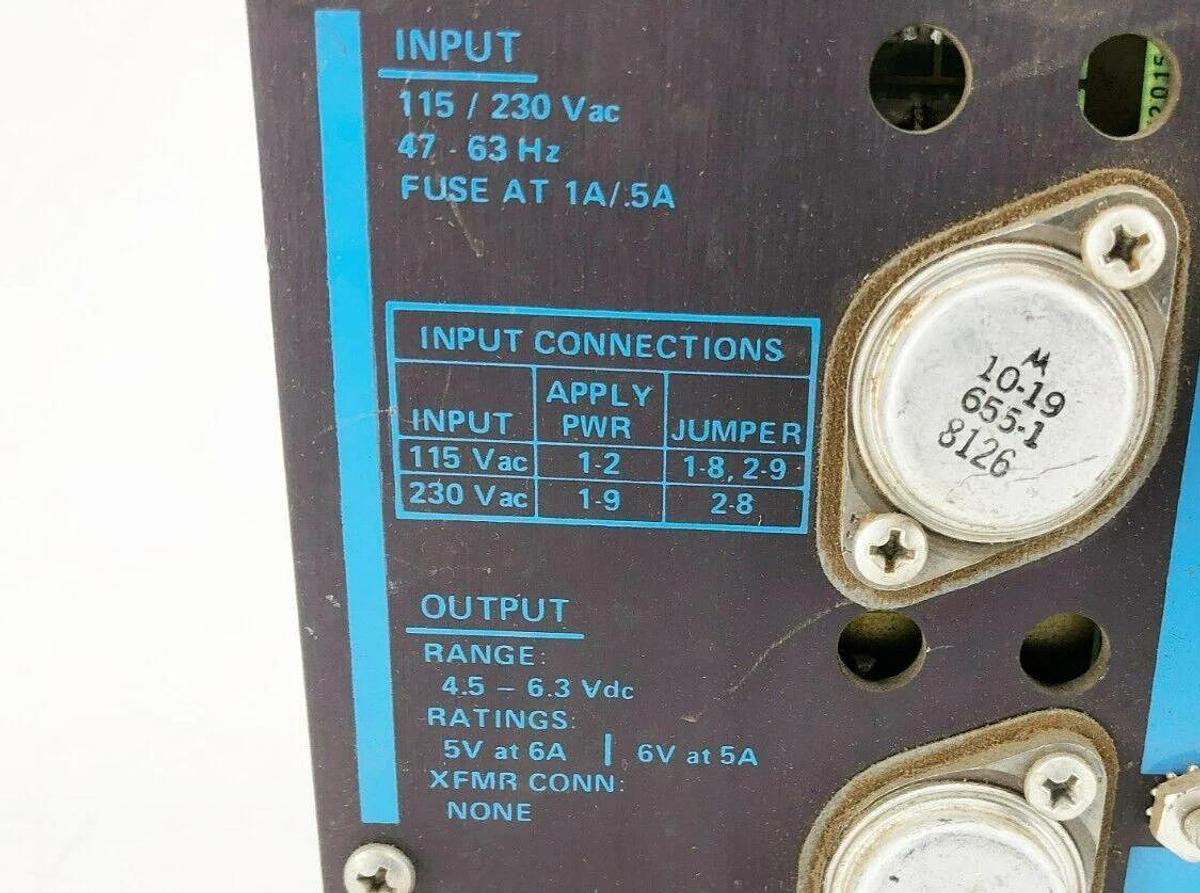 Used Powertec OEM II 2C5-6B Power Supply Input: 115/230VAC Output: 4.5-6.36VDC