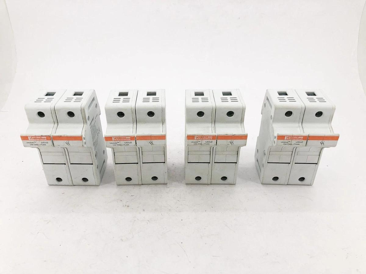 Used Lot of 4 Ferraz Shawmut US3J2 Fuse Holders 600VAC/DC 30A 2P Class J