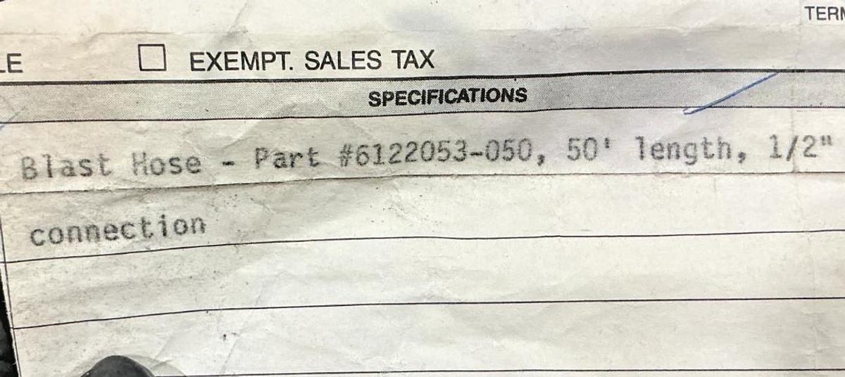 New 6122053-050 Blast Hose 50~inch 1/2" Connection No Box