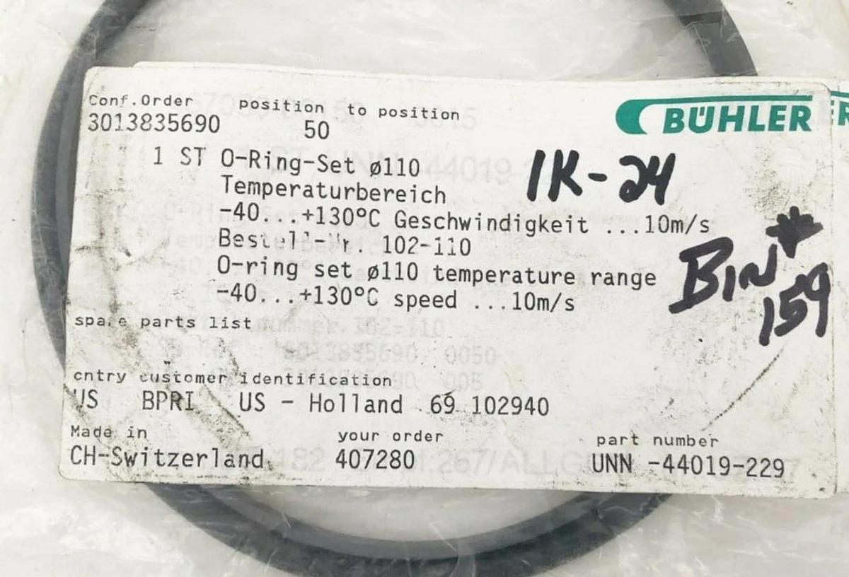 Lot of 3 New Buhler UNN-44019-229 O-Rings