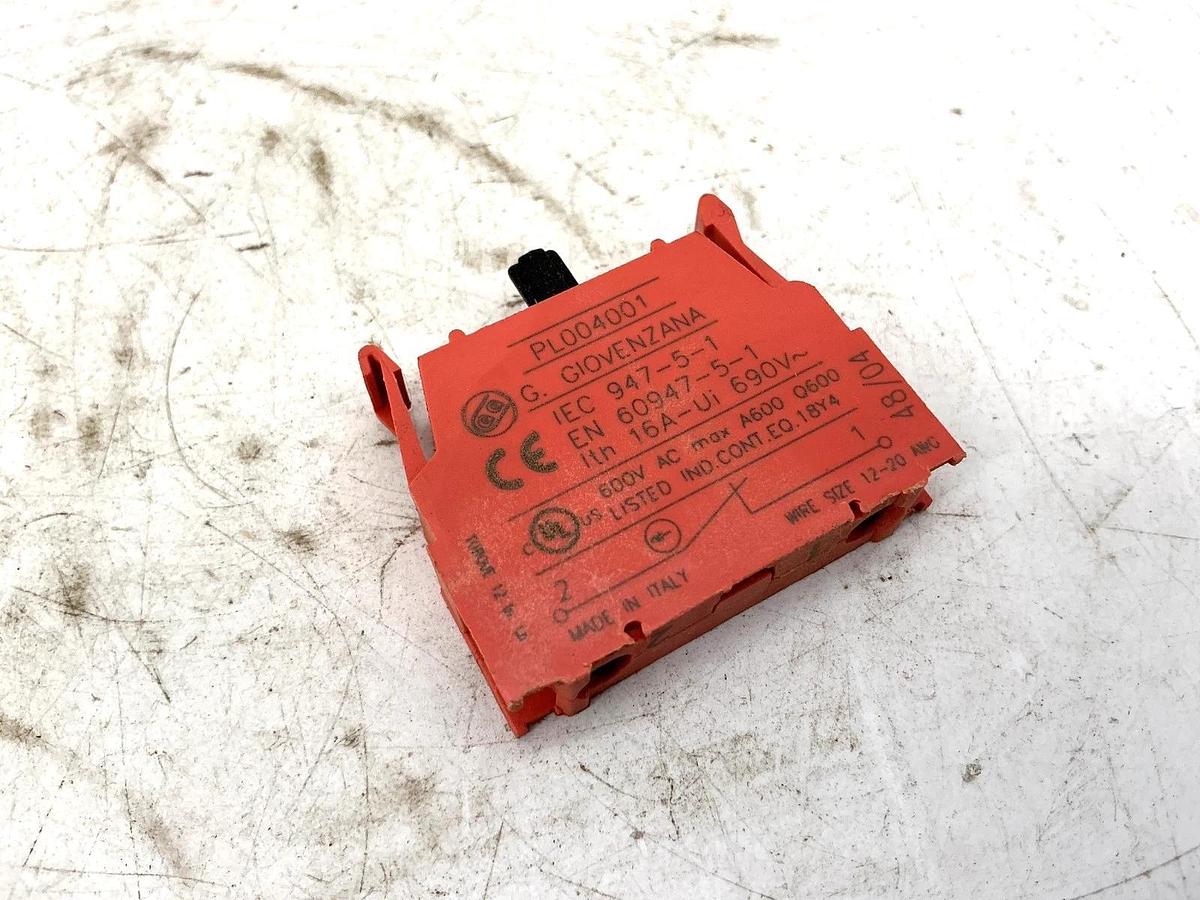 Lot of 2 New Giovanzana PL004001 Contact Block 600VAC