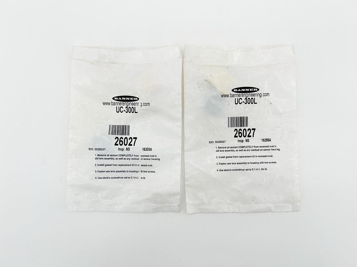 New Lot of 2 Banner Engineering 26027 Mini Beam Replacement Lens UC-300L