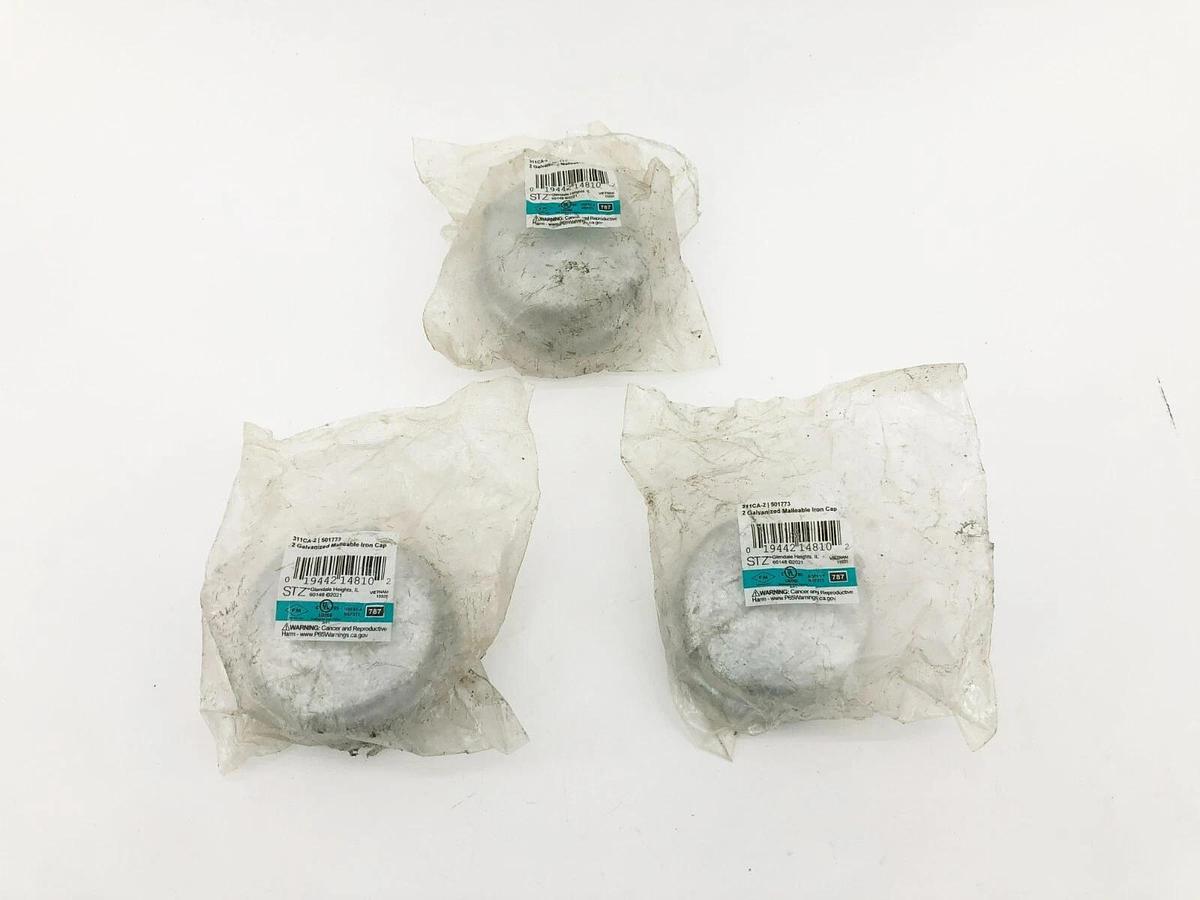 Lot of 3 New STZ 311CA-2 Galvanized Malleable Iron Caps 2" 501773