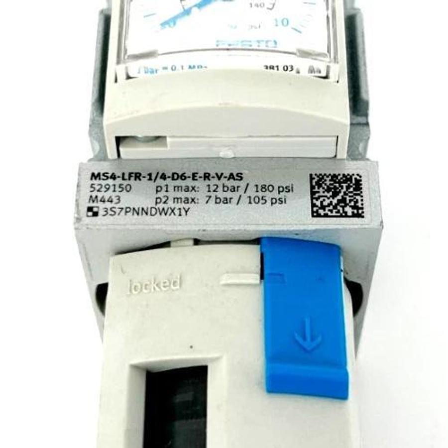 New Festo MS4-LFR-1/4-D6-E-R-V-AS Filter Regulator 180psi G1/4 529150 - No Box