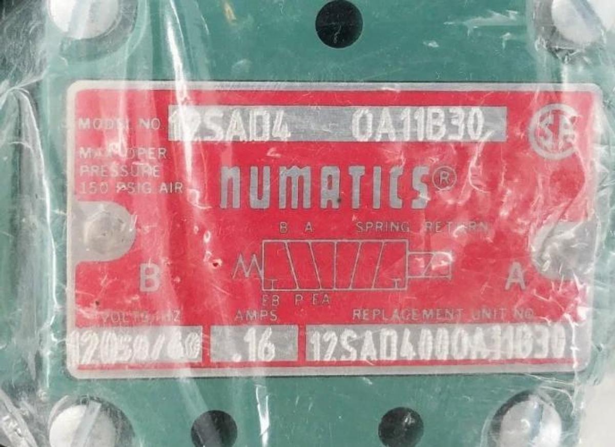 New Numatics 12SAD4 OA11B30 Pneumatic Solenoid MK10 120V .16A 12SAD400OA11B30