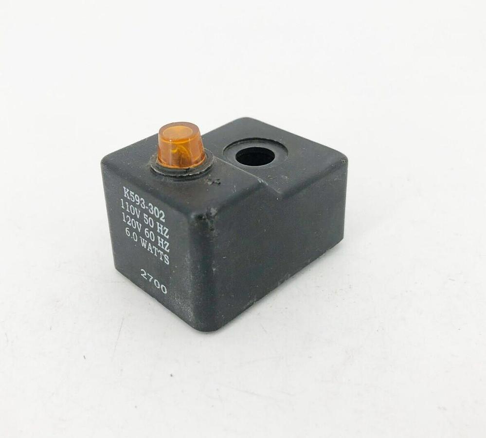 New Parker K593-302 Coil With Light 110V/50 120V/60 6 Watts