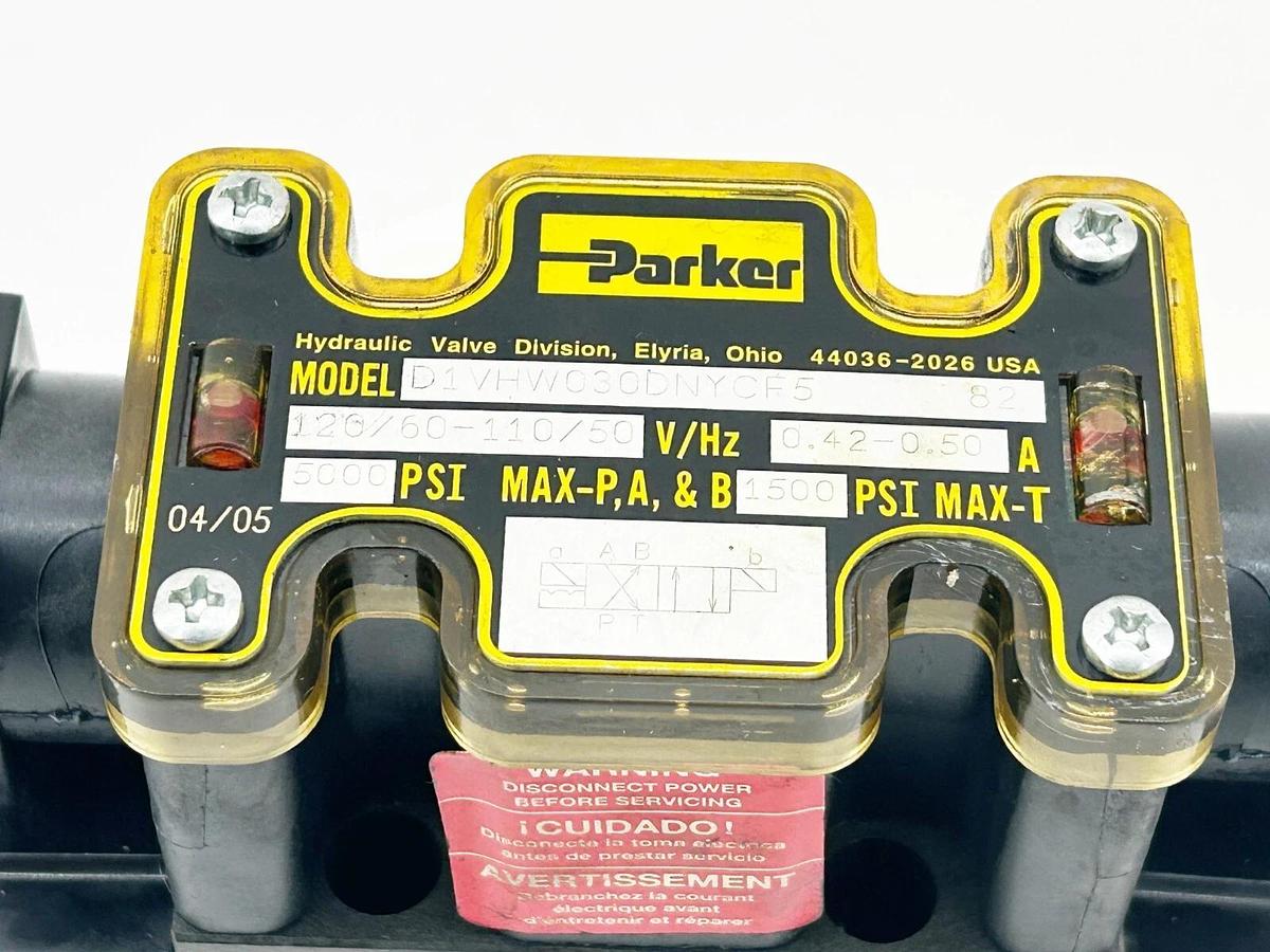 New Parker D1VHW030DNYCF5-82 Solenoid Valve 5000PSI 110/120V 0.50A - No Box