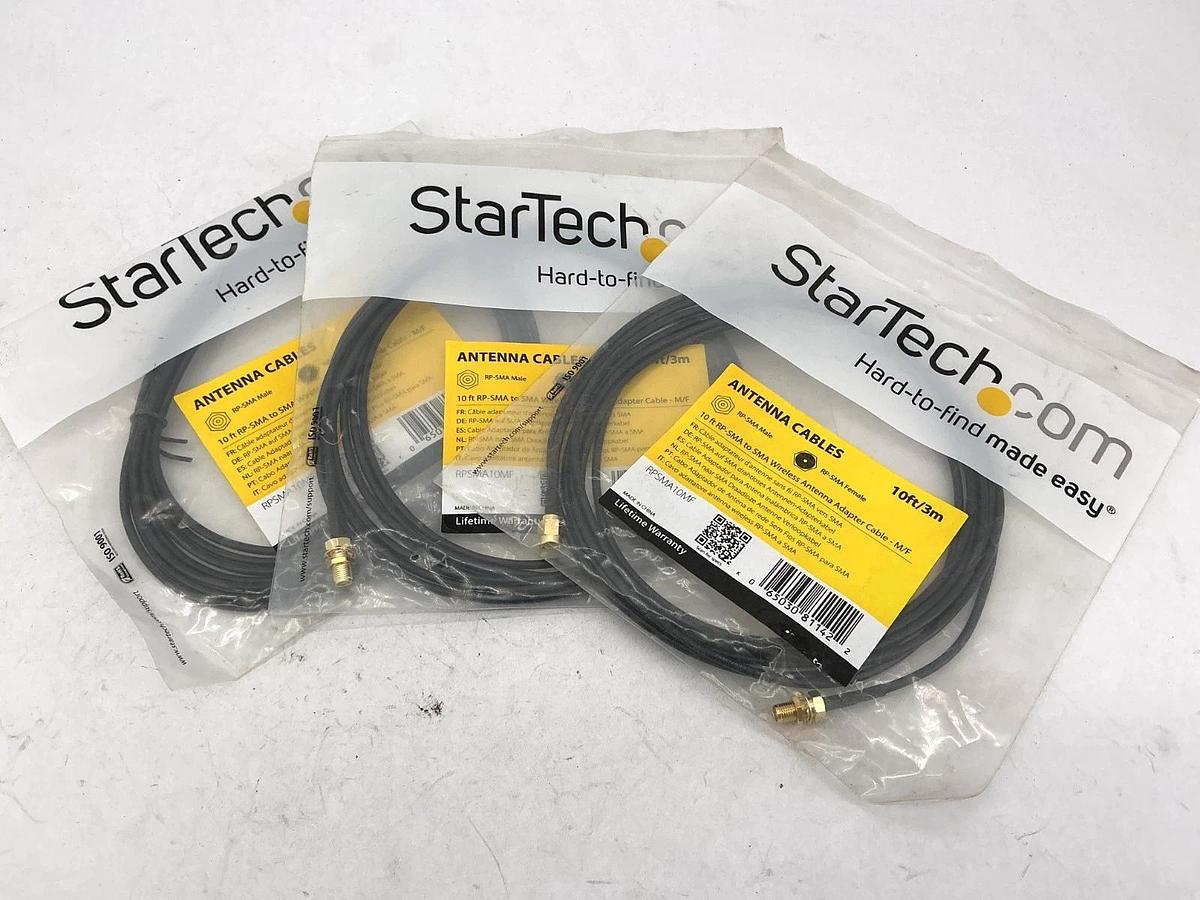 Lot of 3 New StarTech RPSMA10MF Antenna Cables 10ft/3m RP-SMA Male RP-SMA Female