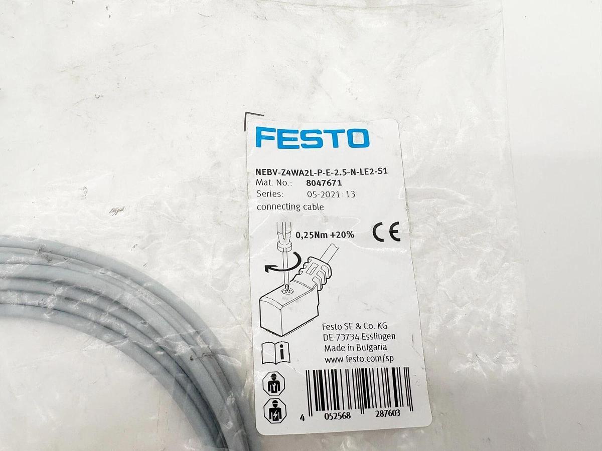 New Festo NEBV-Z4WA2L-P-E-2.5-N-LE2-S1 Connecting Cable 8047671 2.5m Length