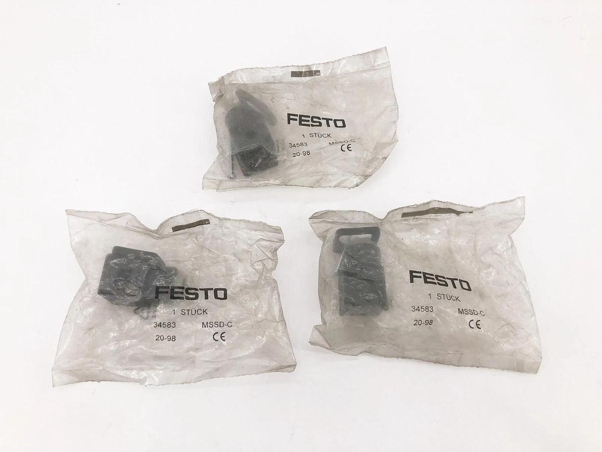 Lot of 3 New Festo MSSD-C Solenoid Coil Plug Sockets Type A 34583