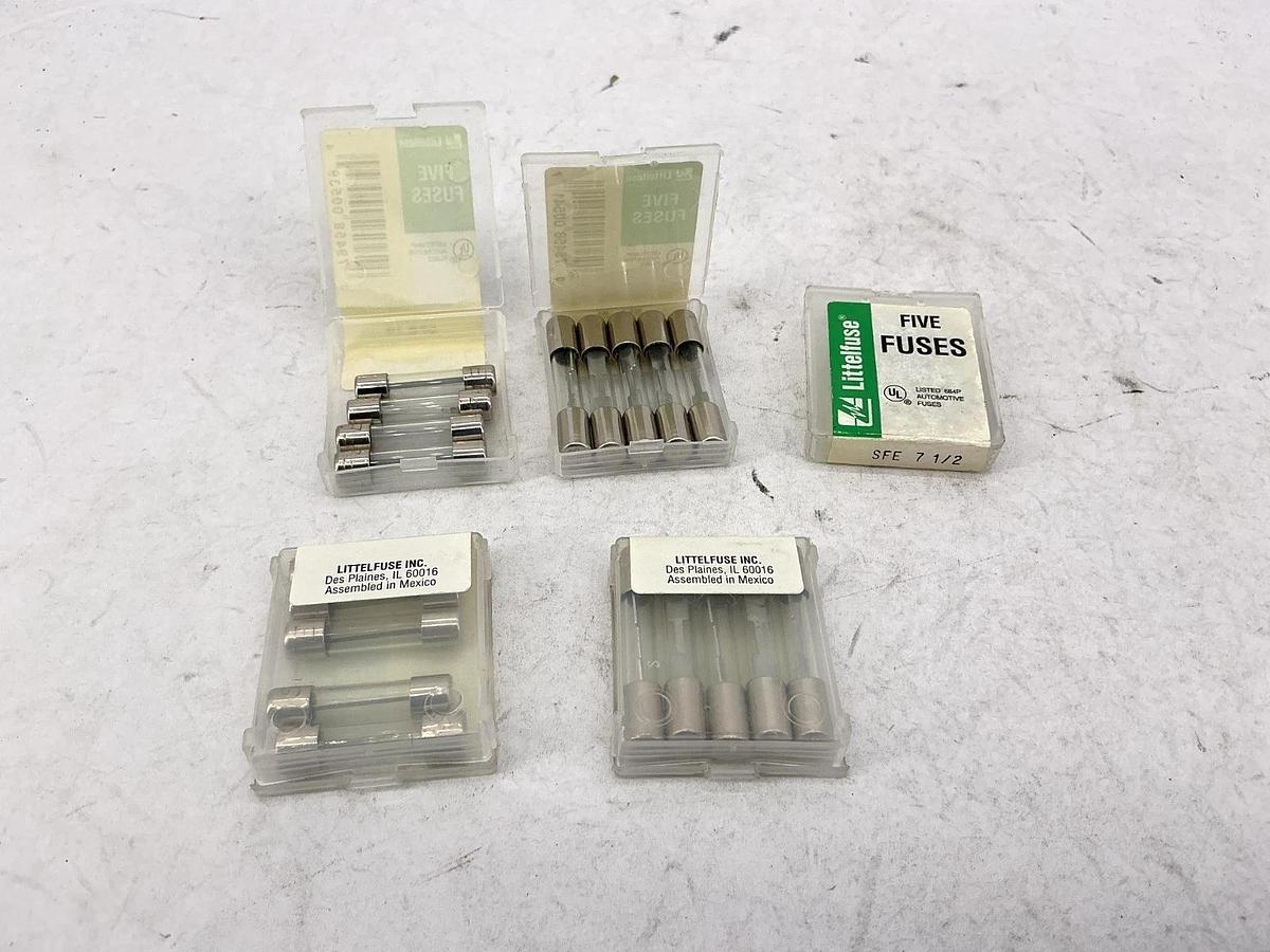 Lot of 24 New Assorted Littelfuse SFE Glass Fuses SFE-7-1/2, SFE-14 & SFE-30