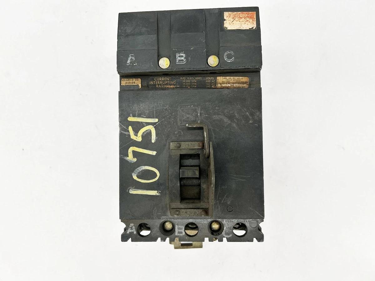 Used Square D FA36015 Circuit Breaker 15A 3P 600V