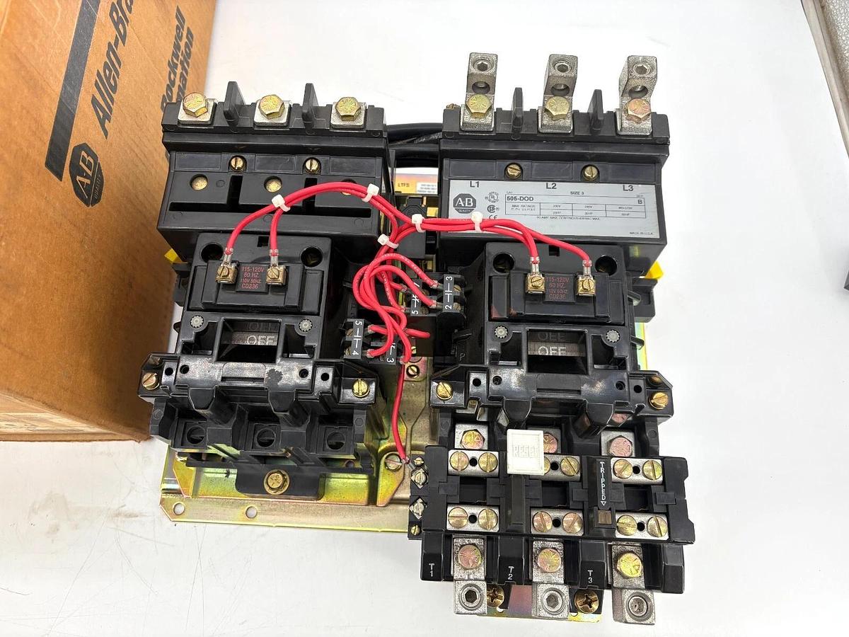 New Allen Bradley 505-DOD Ser. B NEMA Size 3 Reversing Starter with 120V Coils