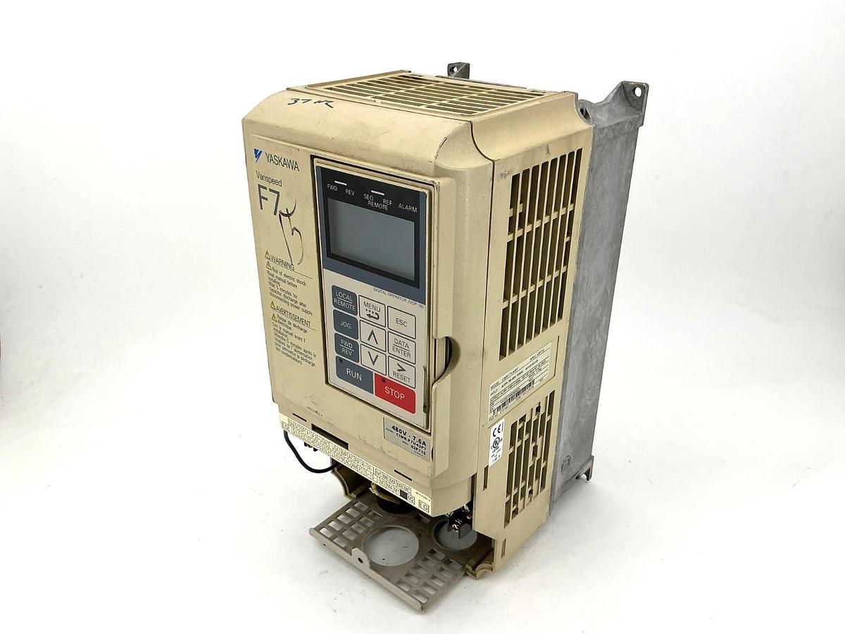 Used Yaskawa CIMR-F7U43P7 Varispeed AC Inverter Drive 3PH 7.6A 380-480VAC 50/60HZ