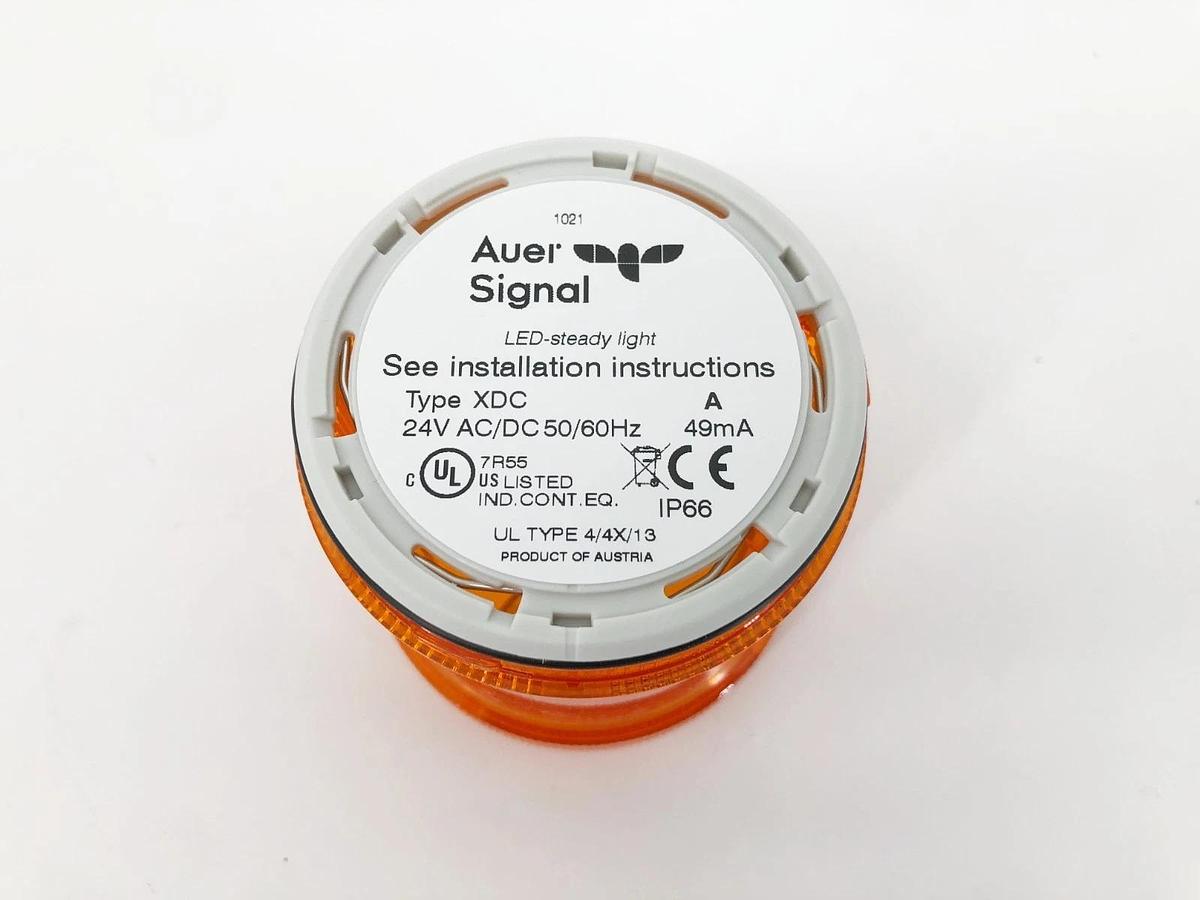 New Auer Signal Type XDC LED Steady Tower Light Orange/Amber 900011405 24VAC/DC