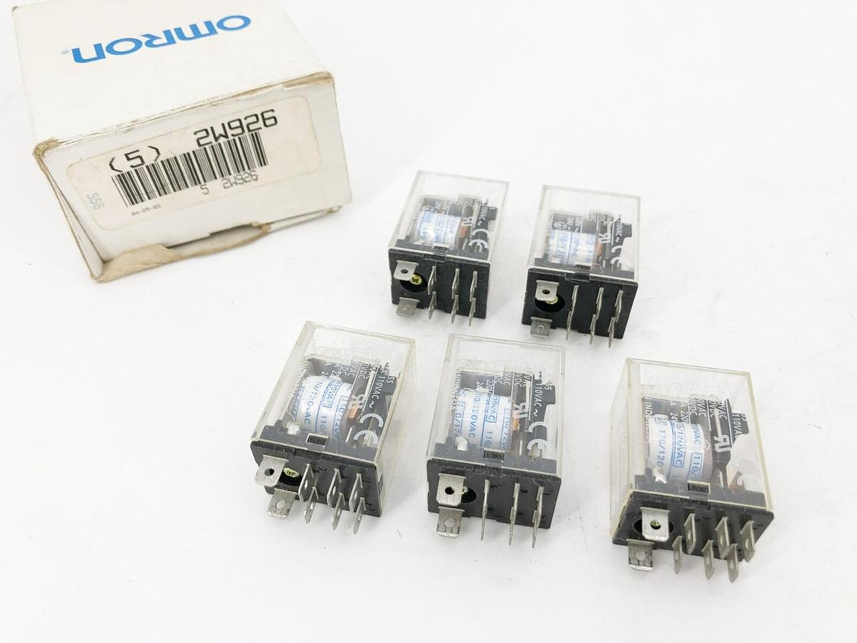 Box of 5 New Omron LY1-AC110/120 Relays 15A 120VAC 2W926