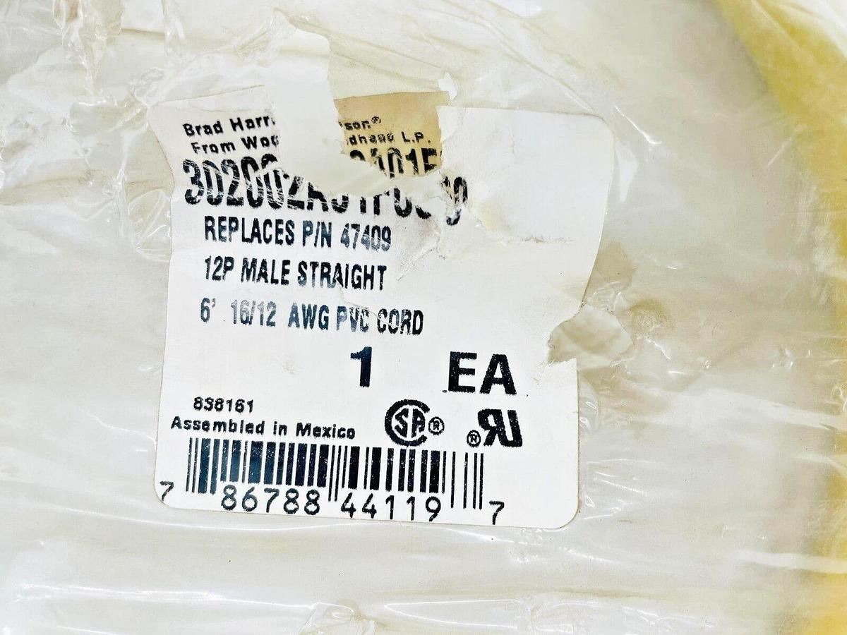 New Woodhead 302002A01F060 12P Male Straight PVC Cord 6ft 47409