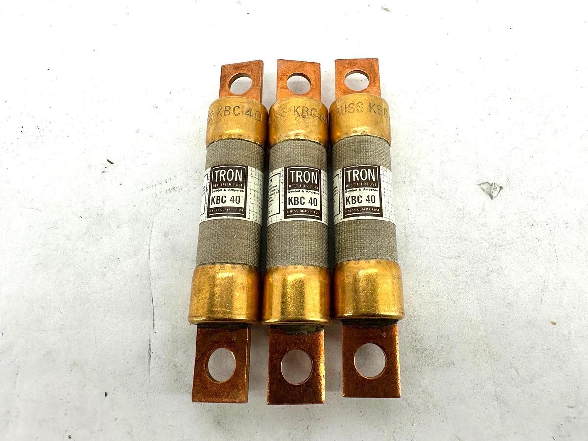 Lot of 3 New Bussmann KBC-40 Tron Rectifier Fuse 40A 600V