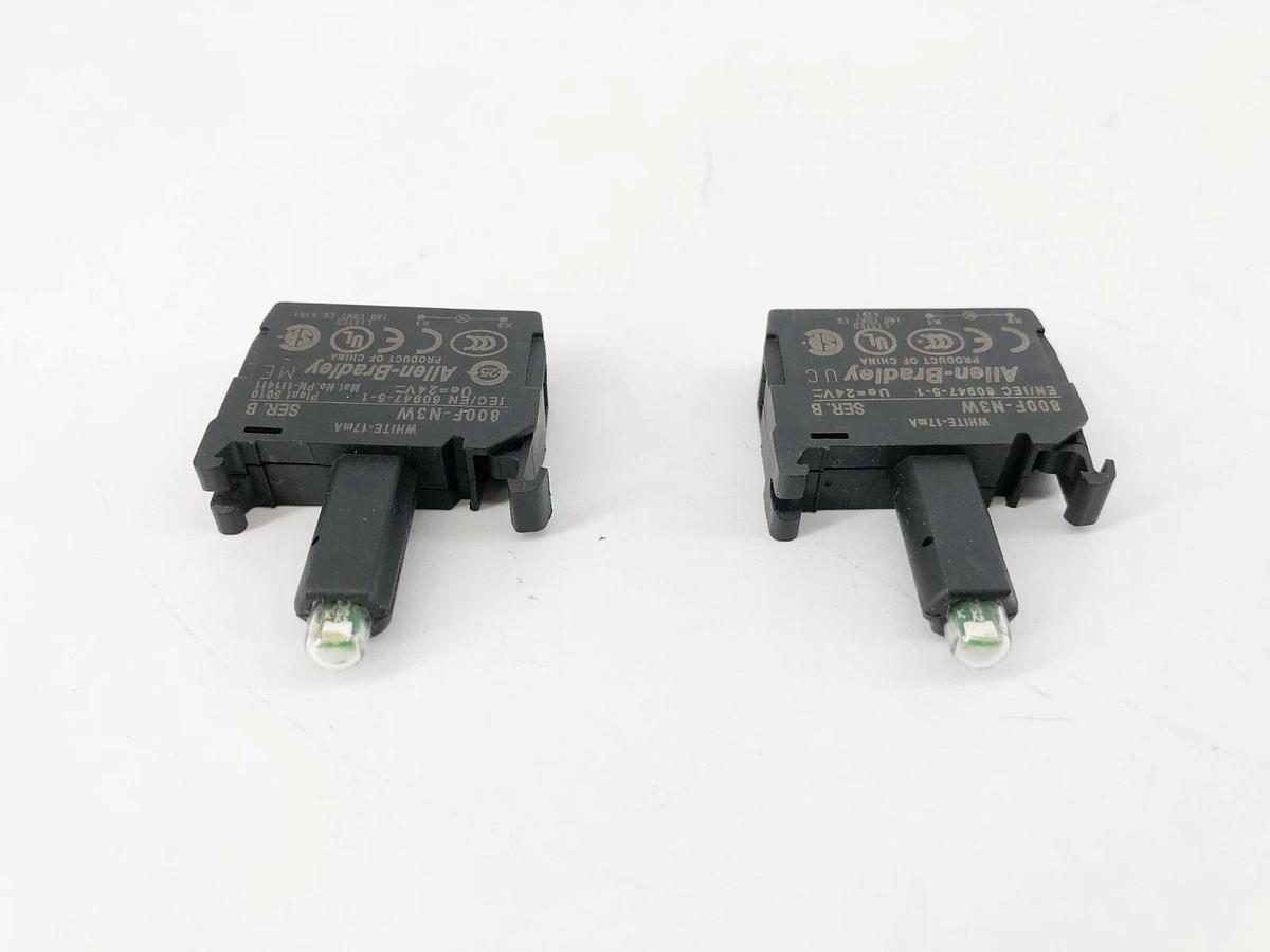 Lot of 2 New Allen Bradley 800F-N3W Ser. B White LED Modules 17mA - No Box
