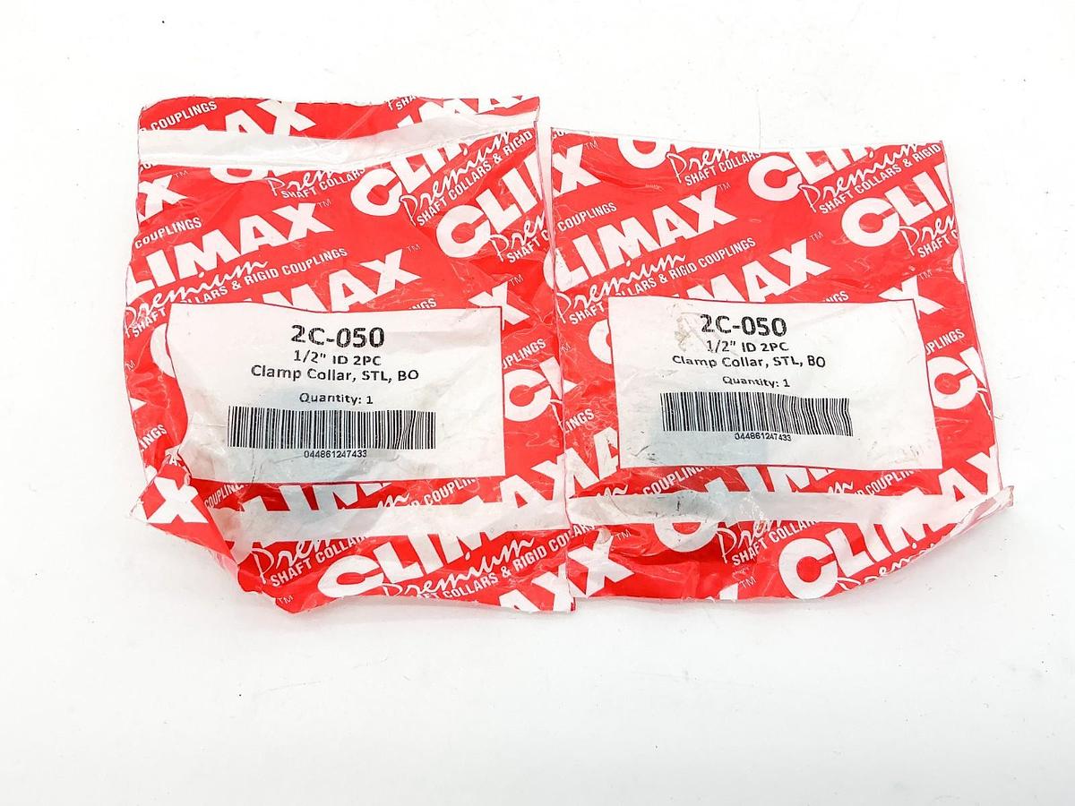 New Lot of 2 Climax 2C-050 Clamp Collar 1/2"