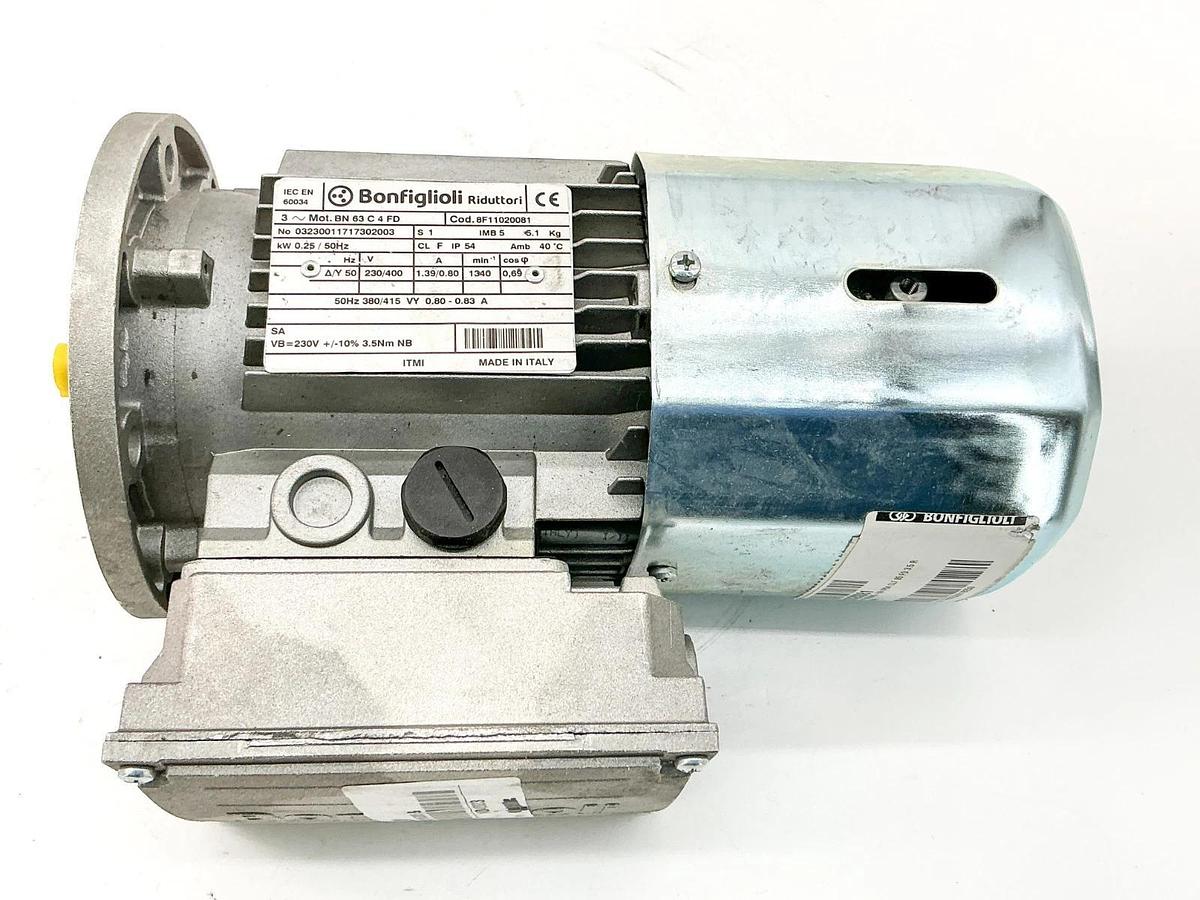 New Bonfiglioli 8F11020081 Electric Motor 3PH 0.25kW 400V BN-63-C-4-FD - No Box